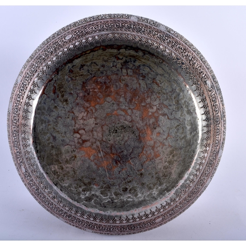 614 - A 19TH CENTURY MIDDLE EASTERN ISLAMIC TINNED COPPER BOWL possibly Syrian, decorated with bands of fo... 