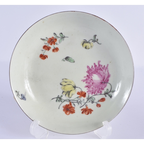 62 - A FINE 18TH CENTURY WORCESTER TEACUP AND SAUCER Attributed to James Giles, painted with floral spray... 