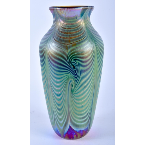 620 - AN IRIDESCENT ART GLASS VASE. 22.5 cm high.