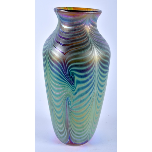 620 - AN IRIDESCENT ART GLASS VASE. 22.5 cm high.