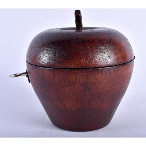 651 - A TREEN CARVED FRUITWOOD TEA CADDY. 13 cm x 9 cm.