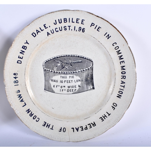 656 - A VERY UNUSUAL PAIR OF ANTIQUE POTTERY 'PIE PRESENTATION PLATES'. 24 cm wide.