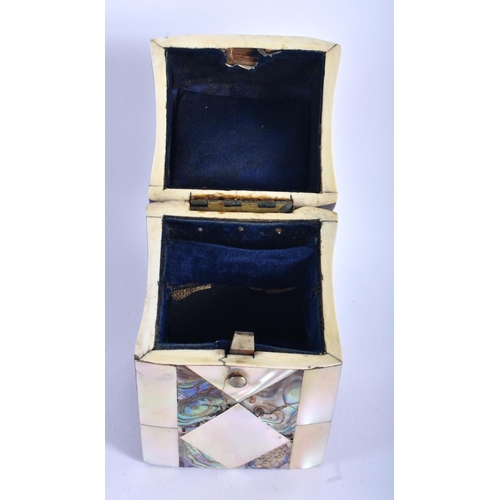 658 - AN EARLY VICTORIAN MOTHER OF PEARL BOX. 10 cm x 6 cm.