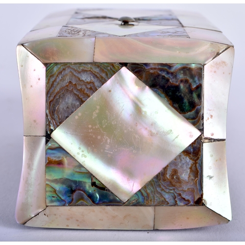 658 - AN EARLY VICTORIAN MOTHER OF PEARL BOX. 10 cm x 6 cm.