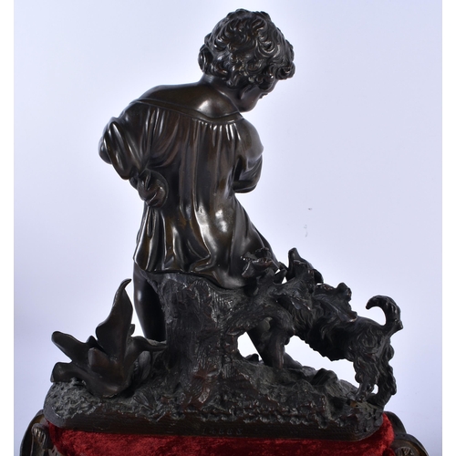 671 - French School (19th Century) Bronze, Figure and a hound. 27 cm x 18 cm.