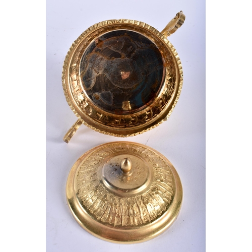 677 - AN EARLY 20TH CENTURY PERSIAN BRONZE DRINKS SET with matching tray. 27 cm diameter. (qty)