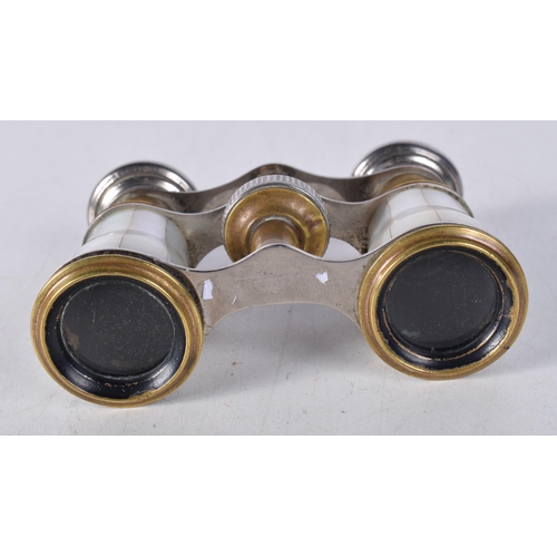 710 - A PAIR OF MOTHER OF PEARL OPERA GLASSES. 10 cm x 7 cm.