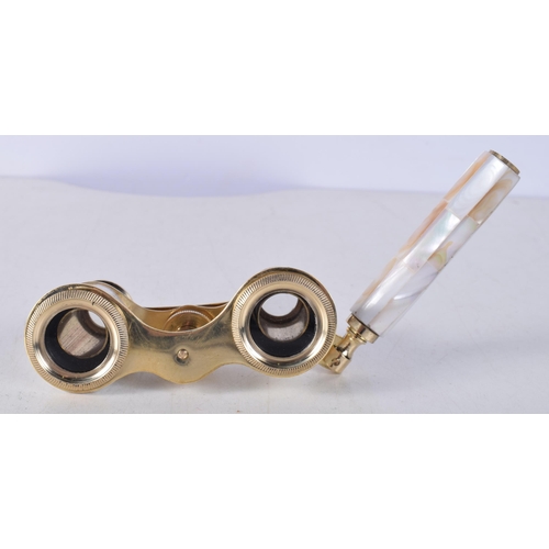 711 - A PAIR OF MOTHER OF PEARL OPERA GLASSES. 18 cm x 8 cm.