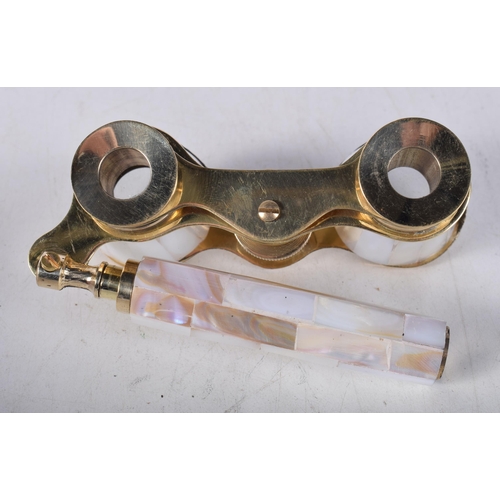 713 - A PAIR OF MOTHER OF PEARL OPERA GLASSES. 18 cm x 8 cm.