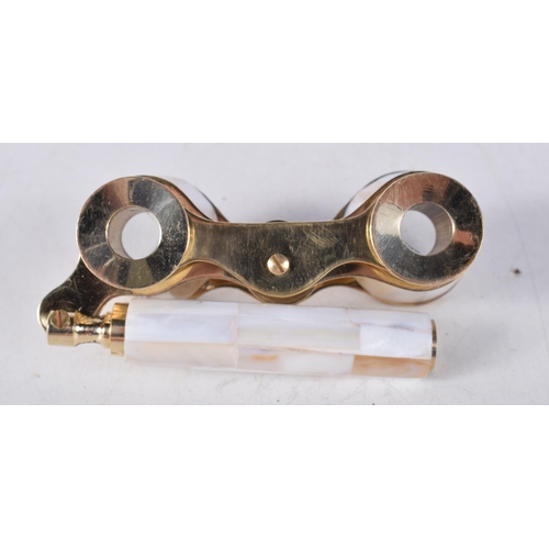 719 - A PAIR OF MOTHER OF PEARL OPERA GLASSES. 18 cm x 8 cm.