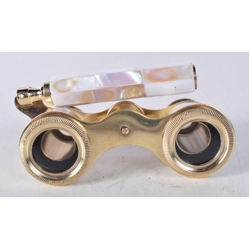 719 - A PAIR OF MOTHER OF PEARL OPERA GLASSES. 18 cm x 8 cm.