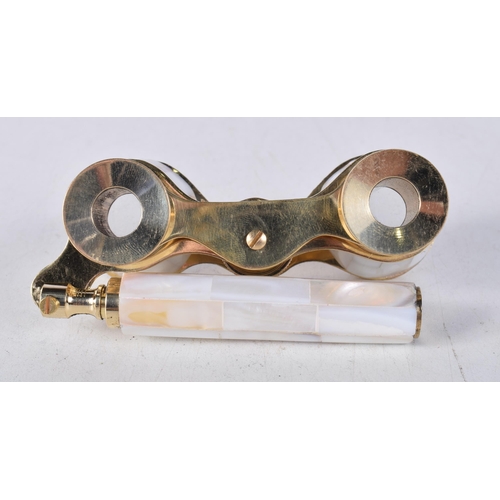 725 - A PAIR OF MOTHER OF PEARL OPERA GLASSES. 18 cm x 8 cm.