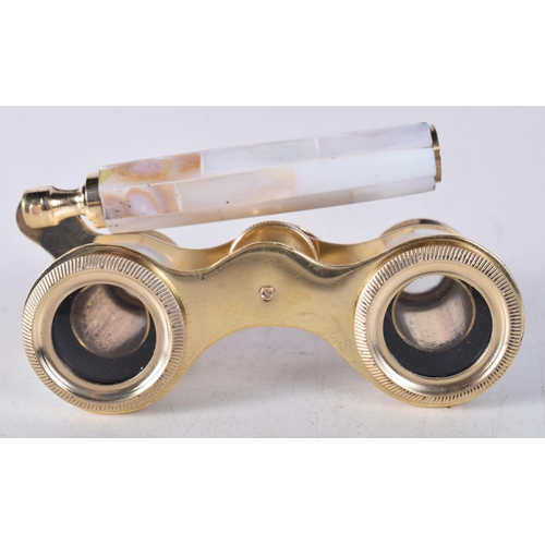 729 - A PAIR OF MOTHER OF PEARL OPERA GLASSES. 18 cm x 8 cm.