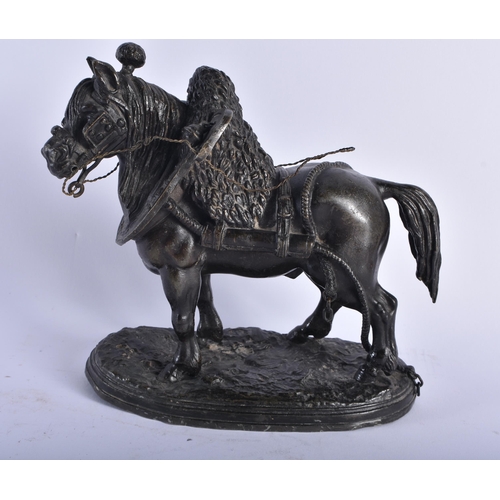 732 - A VERY UNUSUAL VICTORIAN SPELTER MODEL OF A PIT PONY. 18 cm x 14 cm.