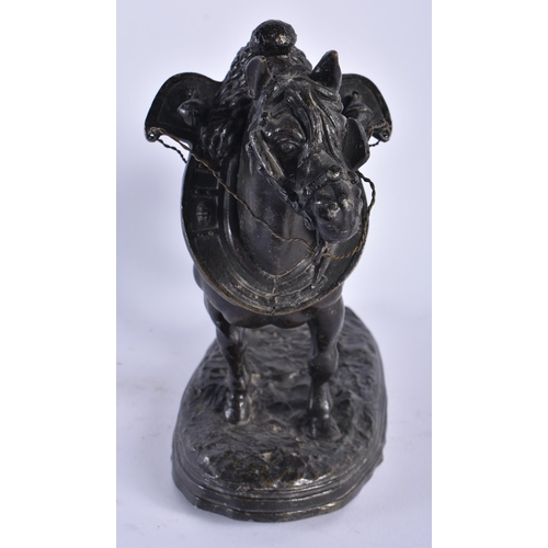 732 - A VERY UNUSUAL VICTORIAN SPELTER MODEL OF A PIT PONY. 18 cm x 14 cm.