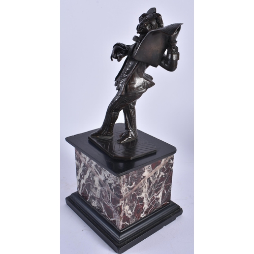 739 - French School (C1900) Bronze and Marble Figure, Male holding scissors. 24.5 cm high.