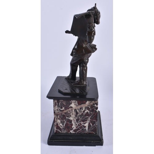 739 - French School (C1900) Bronze and Marble Figure, Male holding scissors. 24.5 cm high.