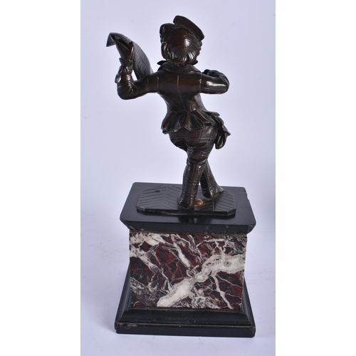 739 - French School (C1900) Bronze and Marble Figure, Male holding scissors. 24.5 cm high.