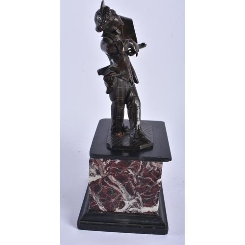 739 - French School (C1900) Bronze and Marble Figure, Male holding scissors. 24.5 cm high.