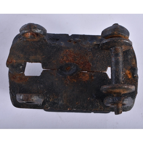 741 - AN EARLY CAST IRON RAILWAY TENDER. 9 cm x 6 cm.