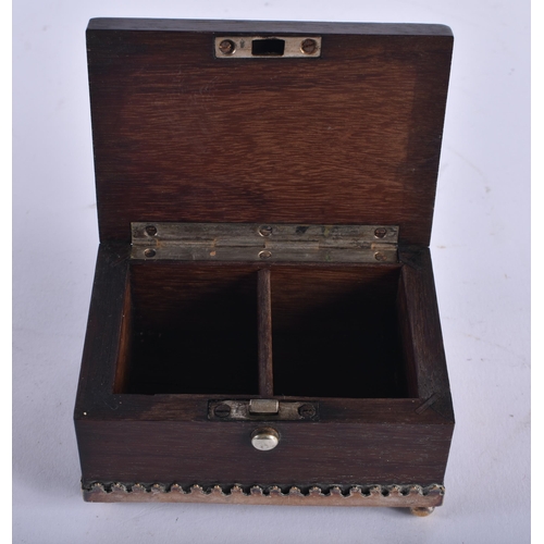 746 - A WILLIAM IV ROSEWOOD STAMP BOX. 8 cm x 6 cm.