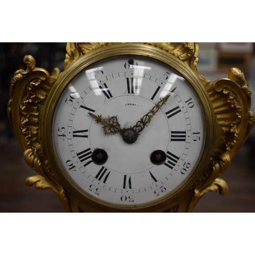 755 - AN ANTIQUE TIFFANY & CO GILT BRONZE MANTEL CLOCK. 34 cm x 16cm.