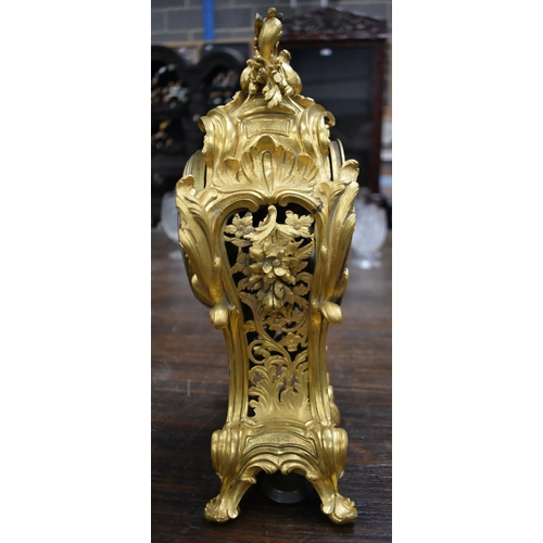 755 - AN ANTIQUE TIFFANY & CO GILT BRONZE MANTEL CLOCK. 34 cm x 16cm.