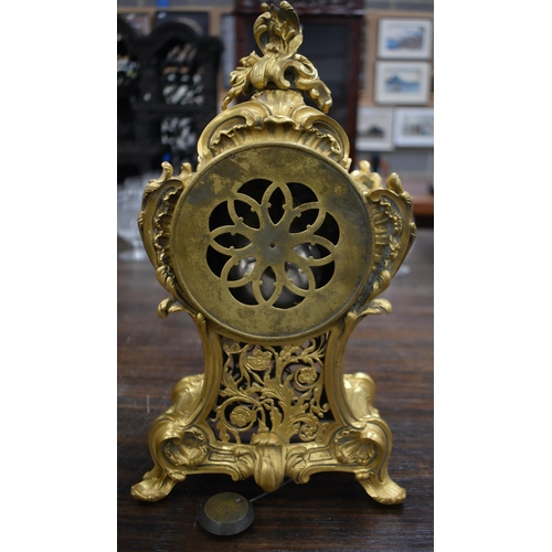 755 - AN ANTIQUE TIFFANY & CO GILT BRONZE MANTEL CLOCK. 34 cm x 16cm.