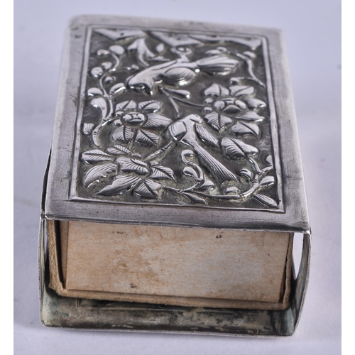 1000 - A 19TH CENTURY CHINESE EXPORT SILVER MATCHBOX HOLDER Qing. 33.7 grams. 6 cm x 4 cm.