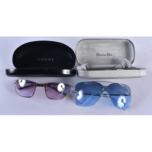 1002 - TWO PAIRS OF SUNGLASSES Gucci & Christian Dior. 12.75 cm wide. (2)