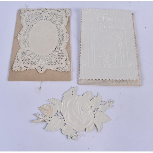 1004 - TWO RARE GERMAN GOLD LEAF ISLAMIC MIDDLE EASTERN MOSQUE CARDS & a fine Victorian card. 12 cm x 8 cm.... 