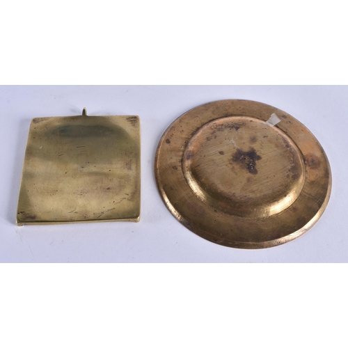 1045 - A 19TH CENTURY INDIAN SILVER AND BRONZE HINDU DISH together with another Eastern bronze dish. 232.6 ... 