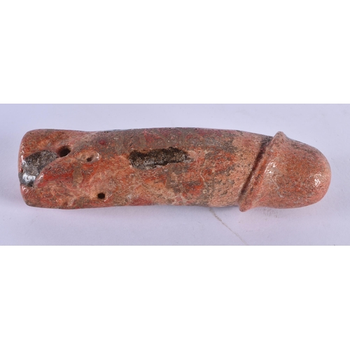 1055 - AN 18TH/19TH CENTURY ITALIAN CARVED CORAL PHALLUS possibly a reliquary. 13.75 cm x 3.5 cm.