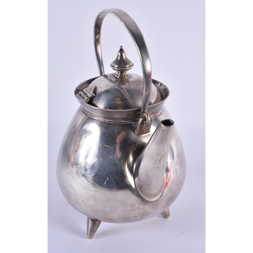 1064 - AN ART DECO CHRISTOPHER DRESSER STYLE TEAPOT AND COVER. 753 grams. 22.5 cm x 17.5 cm.