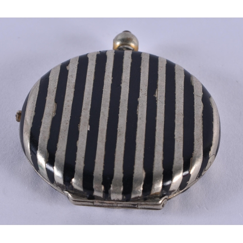 1073 - AN ART DECO WHITE METAL ENAMELLED CASE. 38 grams. 5 cm diameter.