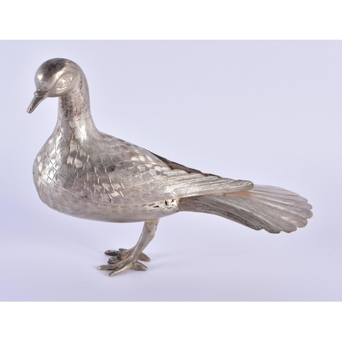 1093 - A PAIR OF ANTIQUE CONTINENTAL SILVER BIRDS stamped Sevam. 474 grams. 17 cm x 13 cm.