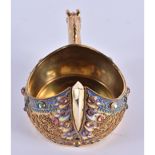 1101 - A CONTINENTAL SILVER AND ENAMEL GEM SET HORSE HEAD KOVSCH decorated with foliage. 350 grams. 12.75 c... 