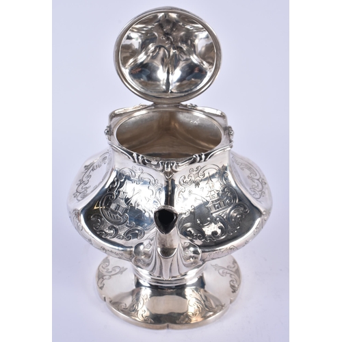 1107 - AN EARLY VICTORIAN SILVER CHINOISERIE TEAPOT AND COVER. London 1848. 856 grams. 26 cm x 23cm.