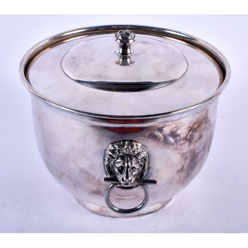 1130 - A TWIN HANDLED DUNHILL SILVER PLATED BOWL AND COVER together with a horn handled Lagujole En Aubrac ... 