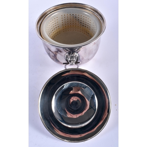 1130 - A TWIN HANDLED DUNHILL SILVER PLATED BOWL AND COVER together with a horn handled Lagujole En Aubrac ... 