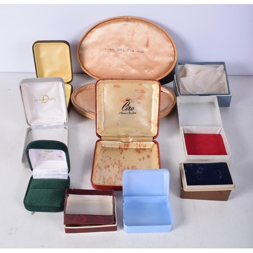 1170 - TEN VINTAGE JEWELLERY BOXES. Largest 18 cm x 10 cm. (10)