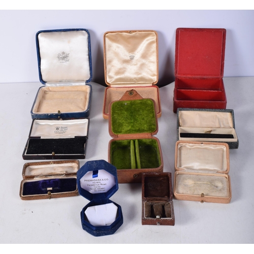 1172 - TEN ANTIQUE JEWELLERY BOXES. Largest 10 cm square. (10)