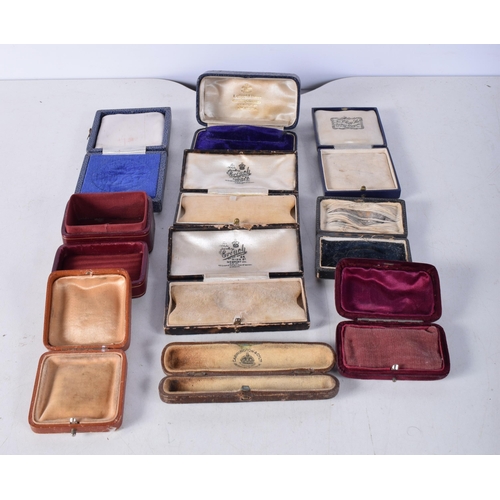 1173 - TEN ANTIQUE JEWELLERY BOXES. Largest 9 cm x 4 cm. (10)