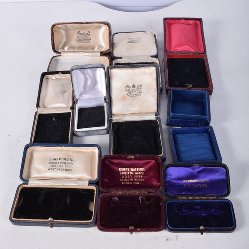 1174 - TEN ANTIQUE JEWELLERY BOXES. Largest 9 cm x 5 cm. (10)