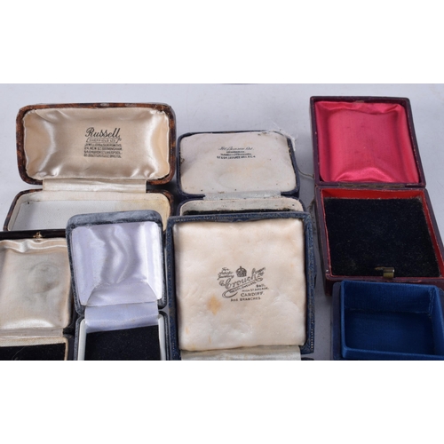 1174 - TEN ANTIQUE JEWELLERY BOXES. Largest 9 cm x 5 cm. (10)