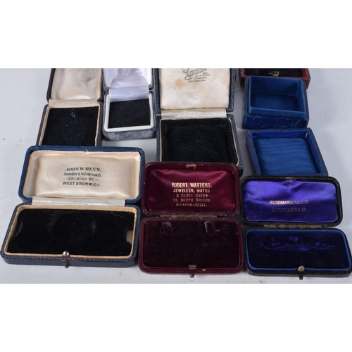 1174 - TEN ANTIQUE JEWELLERY BOXES. Largest 9 cm x 5 cm. (10)