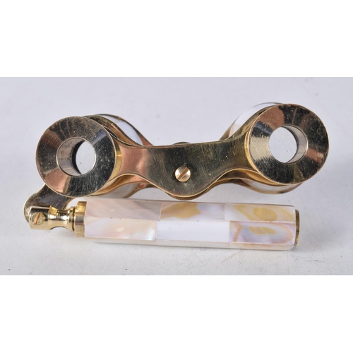 1177 - A PAIR OF MOTHER OF PEARL OPERA GLASSES. 18 cm x 8 cm.