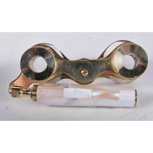 1185 - A PAIR OF MOTHER OF PEARL OPERA GLASSES. 18 cm x 8 cm.