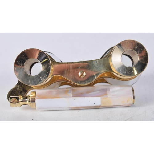 1188 - A PAIR OF MOTHER OF PEARL OPERA GLASSES. 18 cm x 8 cm.