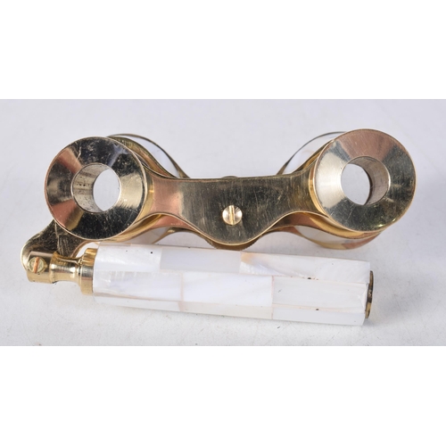 1197 - A PAIR OF MOTHER OF PEARL OPERA GLASSES. 18 cm x 8 cm.